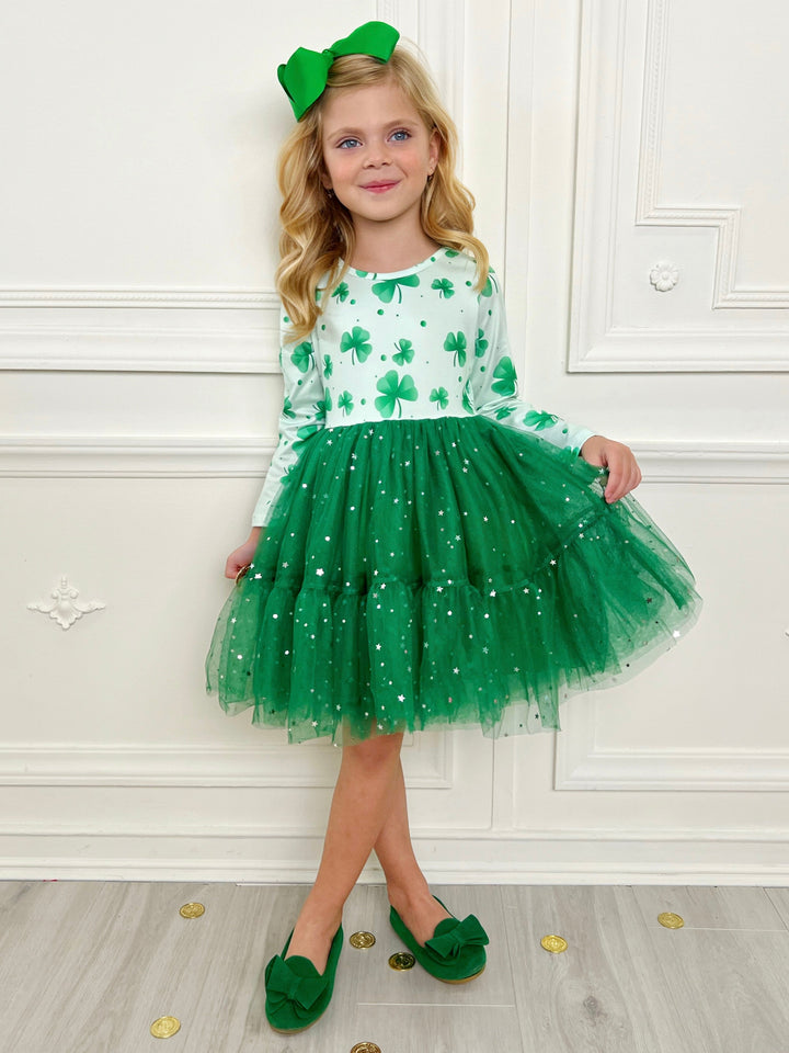 Mia Belle Girls Clover Tutu Dress | Girls St. Patrick's Day Dresses