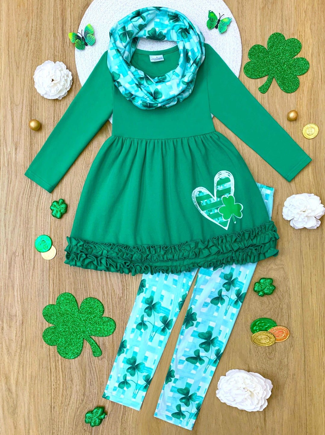 Mia Belle Girls Clover 3 Piece Set | Girls St. Patrick's Day Sets