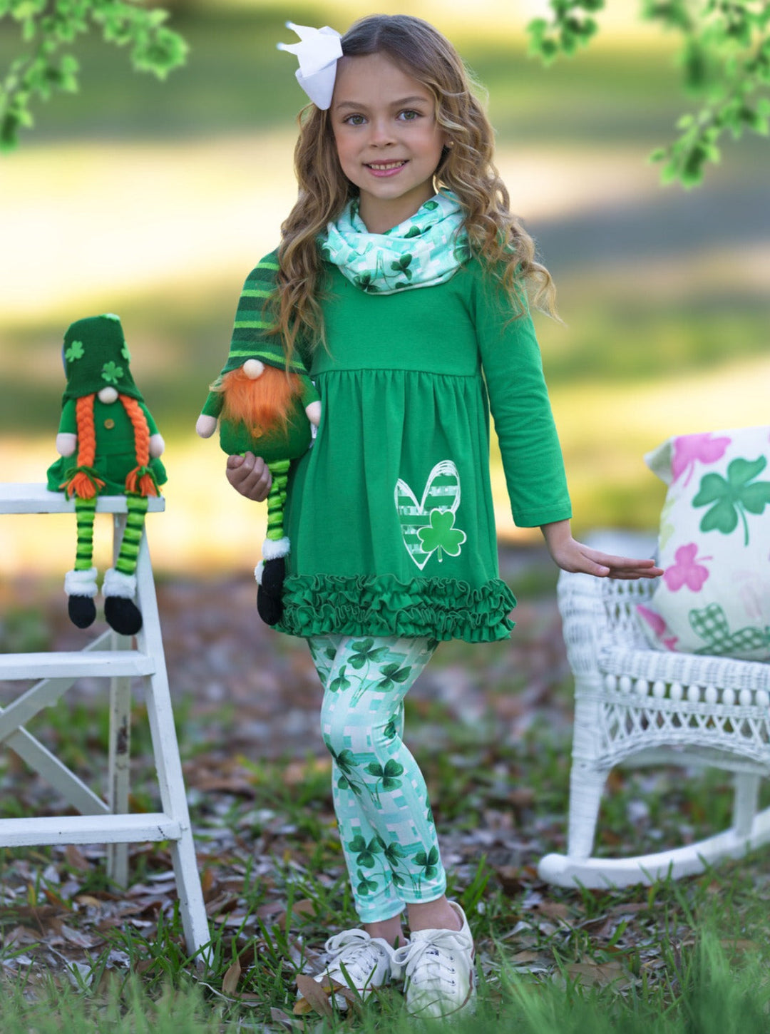 Mia Belle Girls Clover 3 Piece Set | Girls St. Patrick's Day Sets