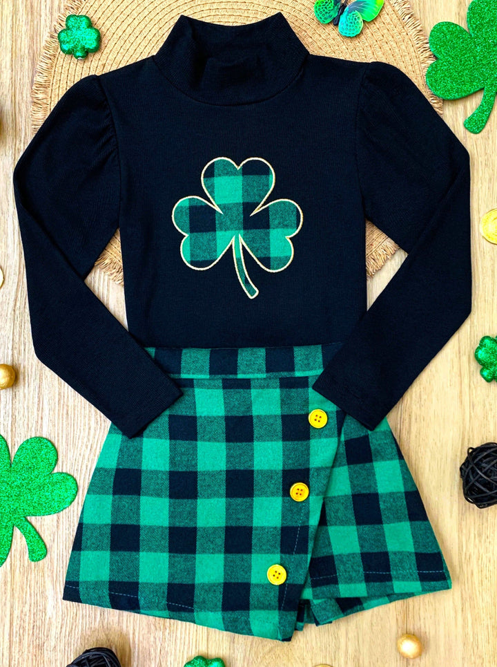 Mia Belle Girls Clover Top And Skort Set | Girls St. Patrick's Day Set