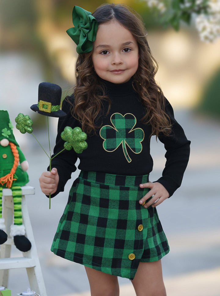 Mia Belle Girls Clover Top And Skort Set | Girls St. Patrick's Day Set