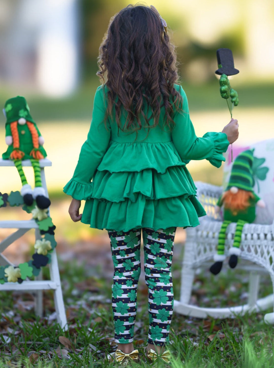 Mia Belle Girls Clover Legging Set | Girls St. Patrick's Day Sets