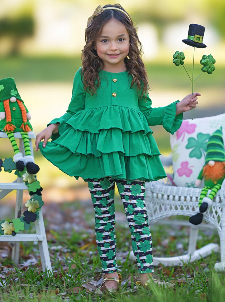 Mia Belle Girls Clover Legging Set | Girls St. Patrick's Day Sets