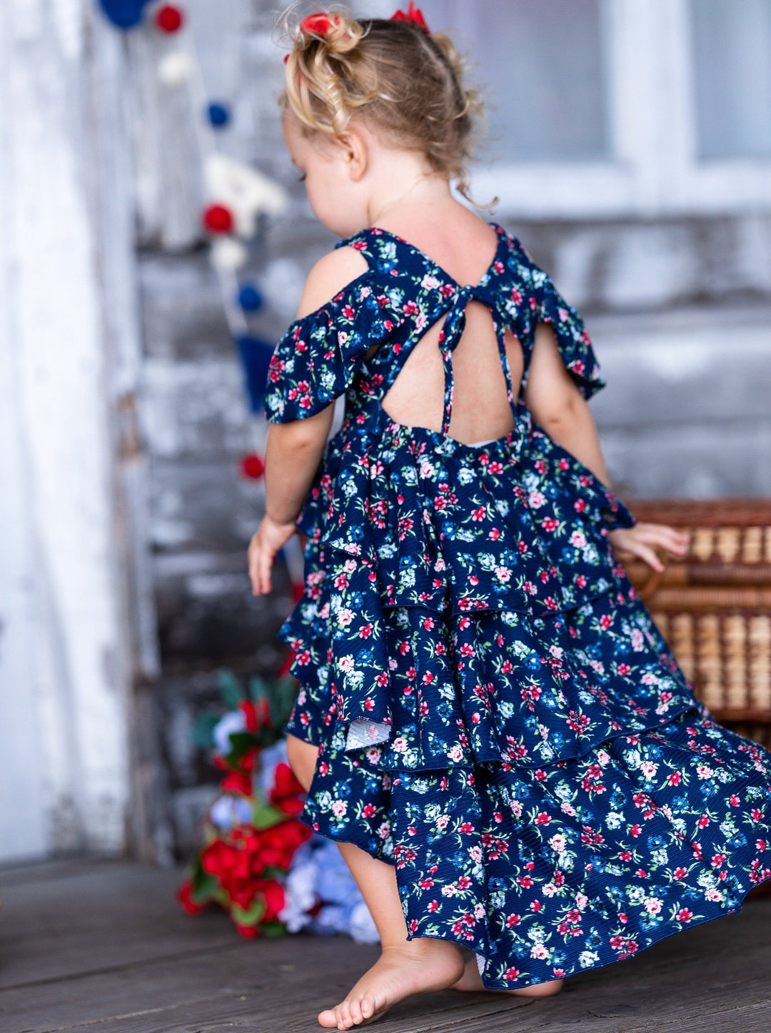 Spring Toddler Outfit | Girls Floral Cold Shoulder Hi Lo Ruffle Dress ...