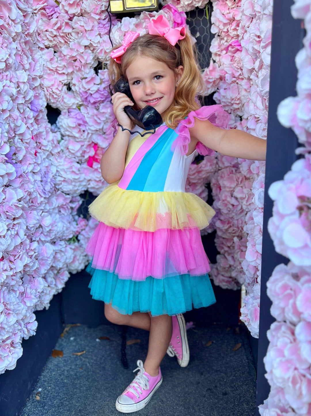 Spring Toddler Outfits | Girls Sleeveless Rainbow Ruffle Tulle Dress