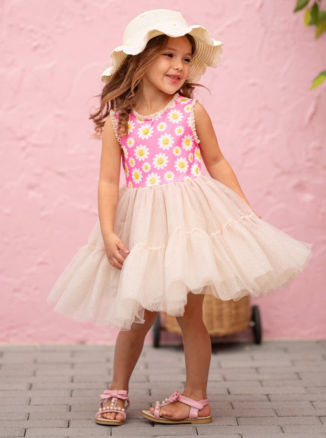 Mia Belle Girls Daisy Print Tutu Dress | Girls Spring Dresses