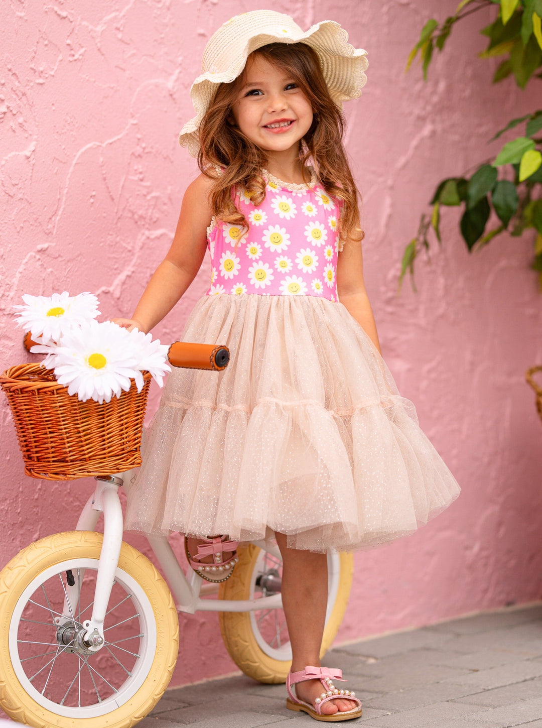 Mia Belle Girls Daisy Print Tutu Dress | Girls Spring Dresses