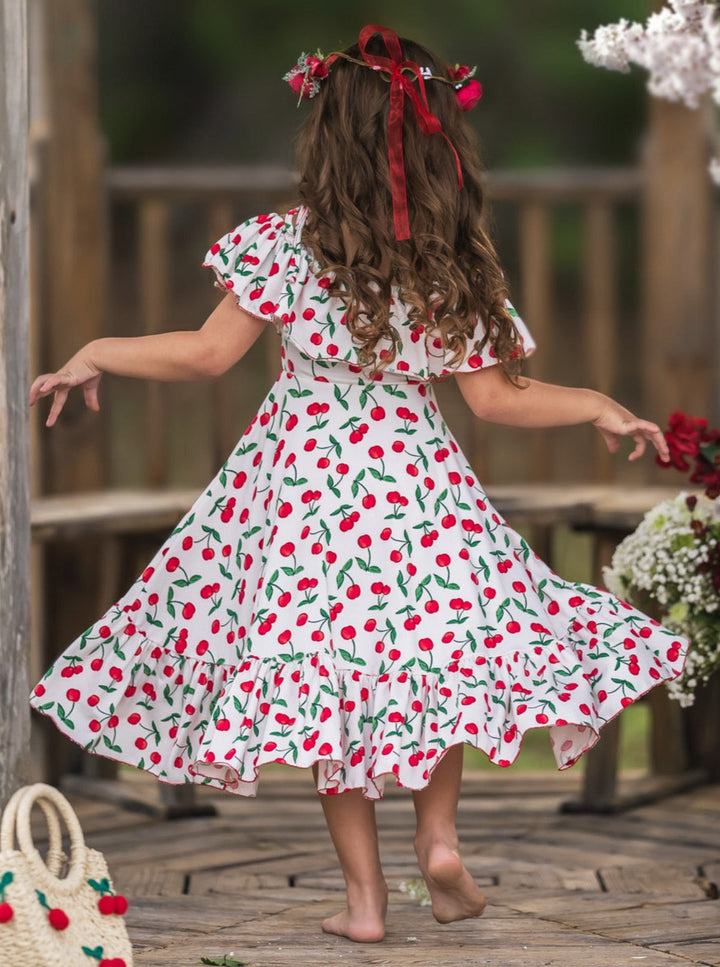 Mia Belle Girls Cherry Print Maxi Sundress | Girls Spring Dresses