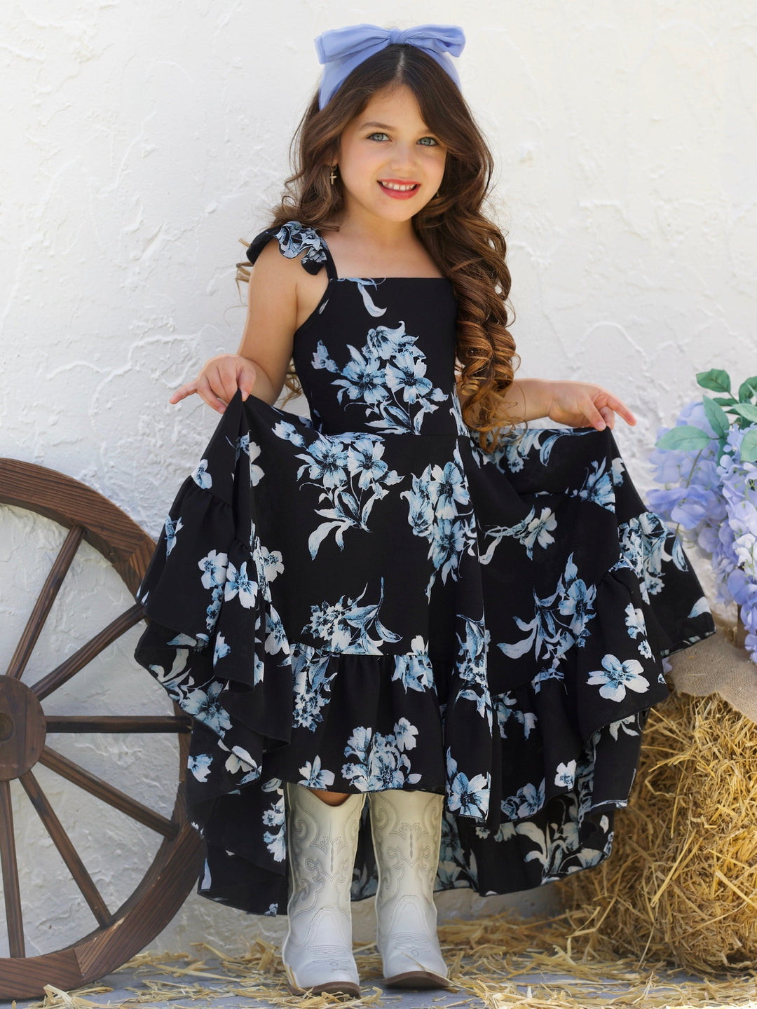 Mia Belle Girls Floral Hi-Lo Ruffle Dress | Girls Spring Dresses