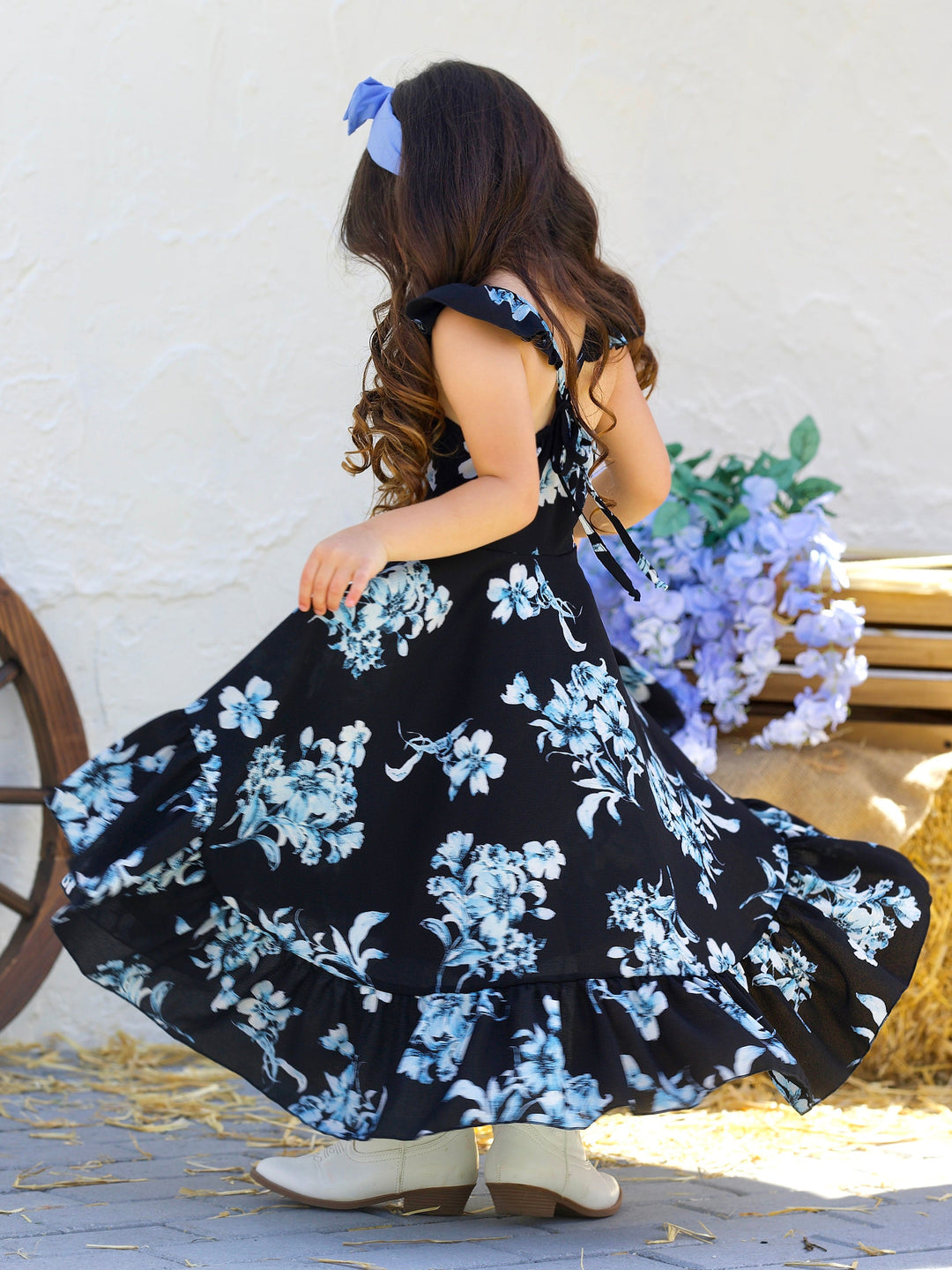 Mia Belle Girls Floral Hi-Lo Ruffle Dress | Girls Spring Dresses