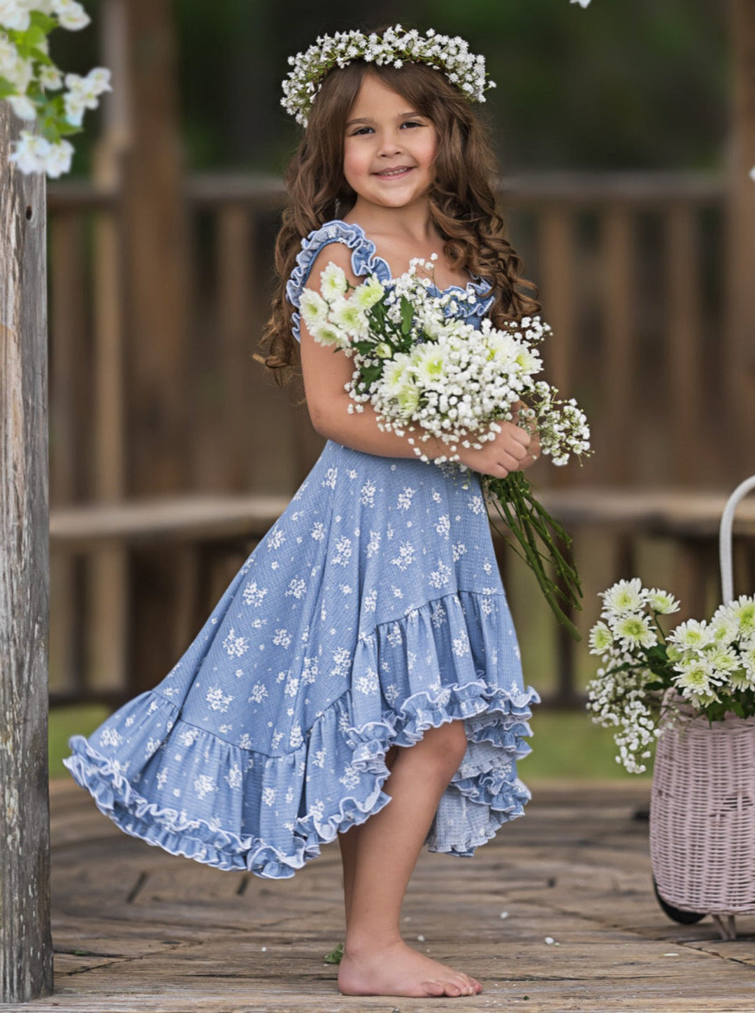 Mia Belle Girls Hi-Lo Ruffle Dress | Girls Spring Dresses