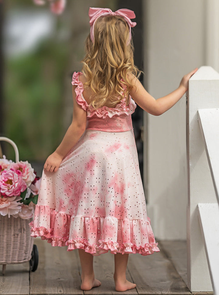 Mia Belle Girls Tie-Dye Hi-Lo Ruffle Dress | Girls Spring Dresses