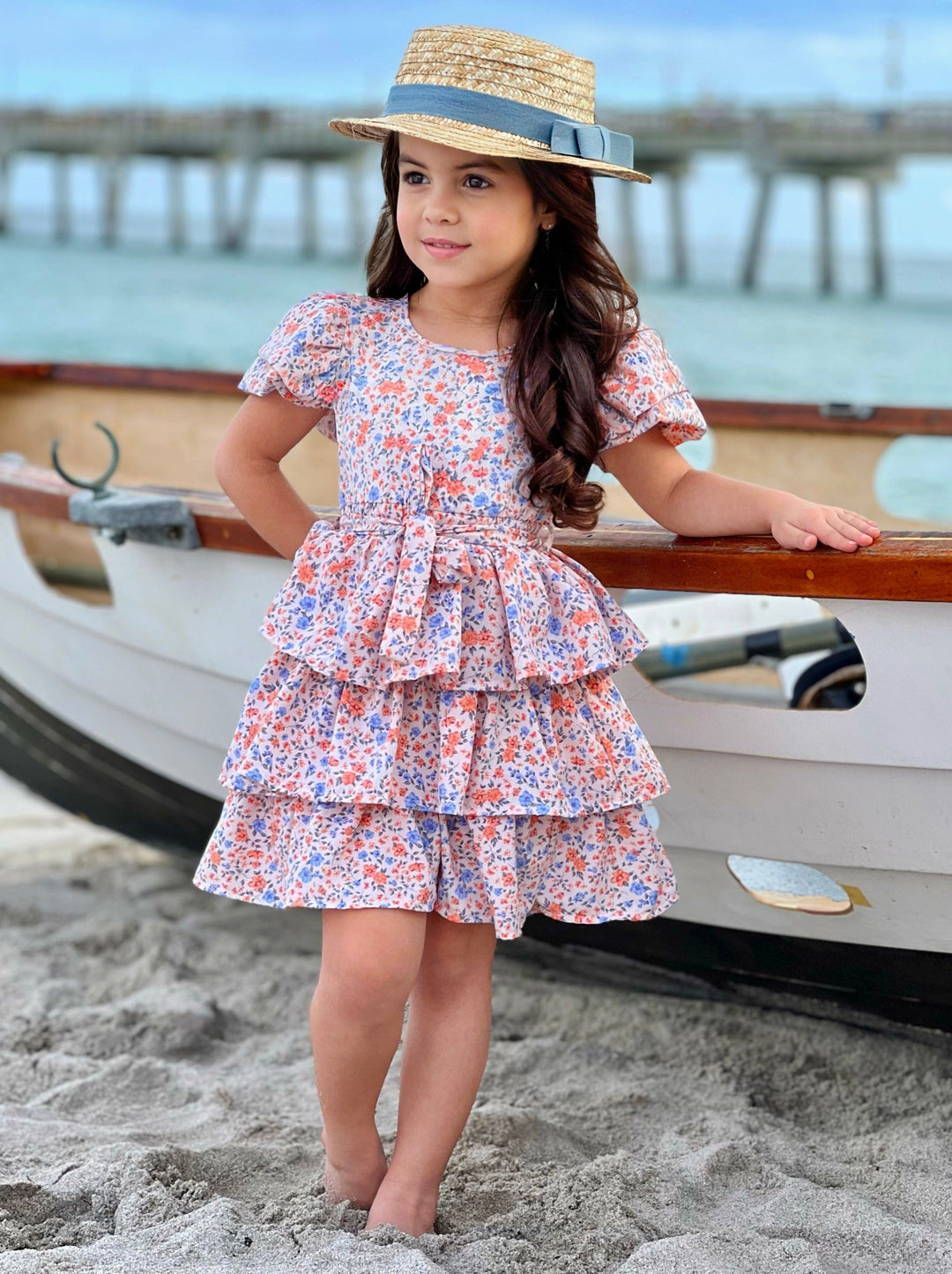 Mia Belle Girls Floral Tiered Ruffle Dress | Girls Spring Dresses