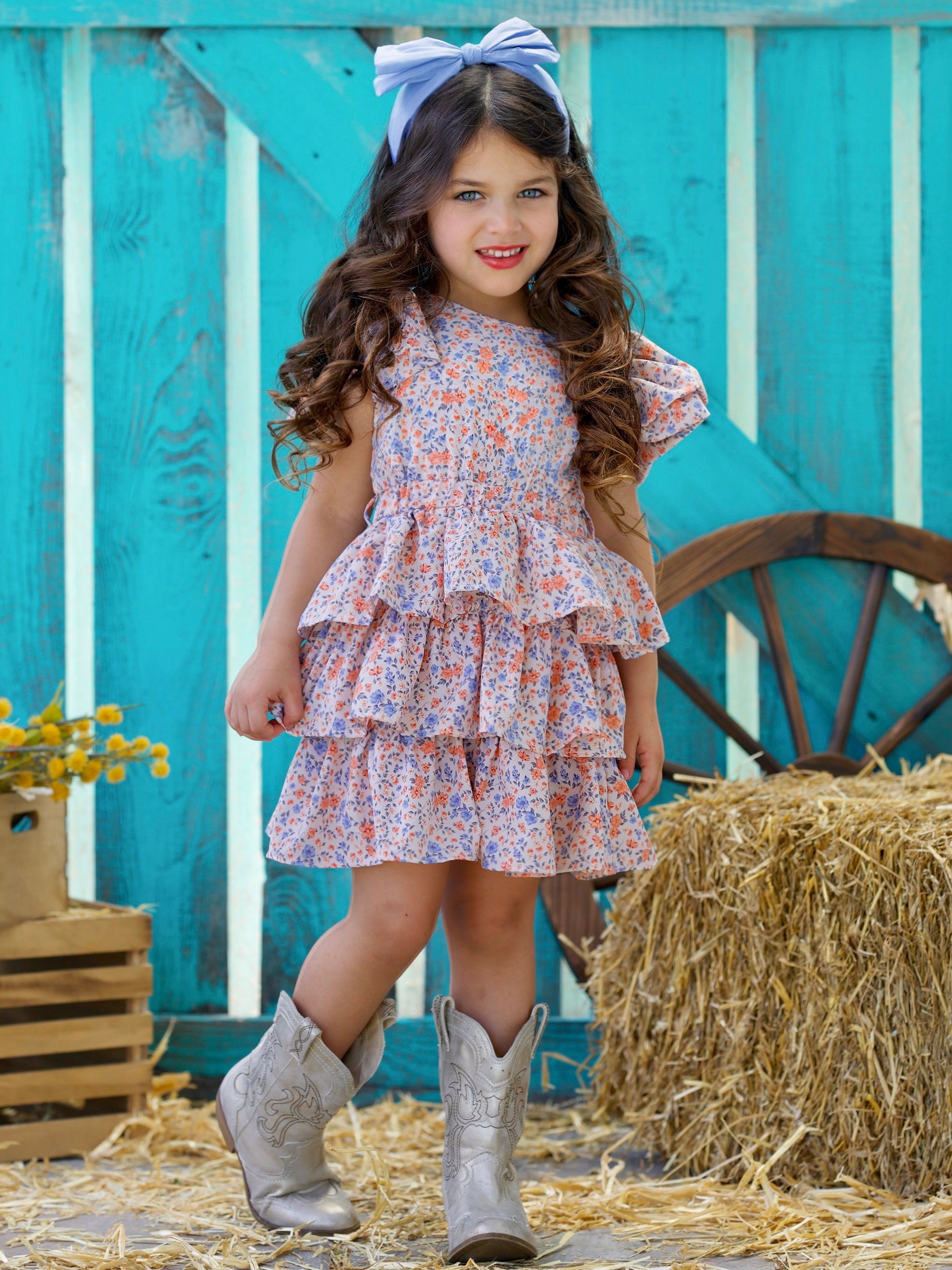 Little girl dress with boots fashion