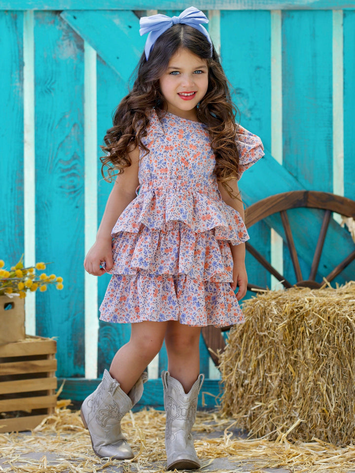 Mia Belle Girls Floral Tiered Ruffle Dress | Girls Spring Dresses