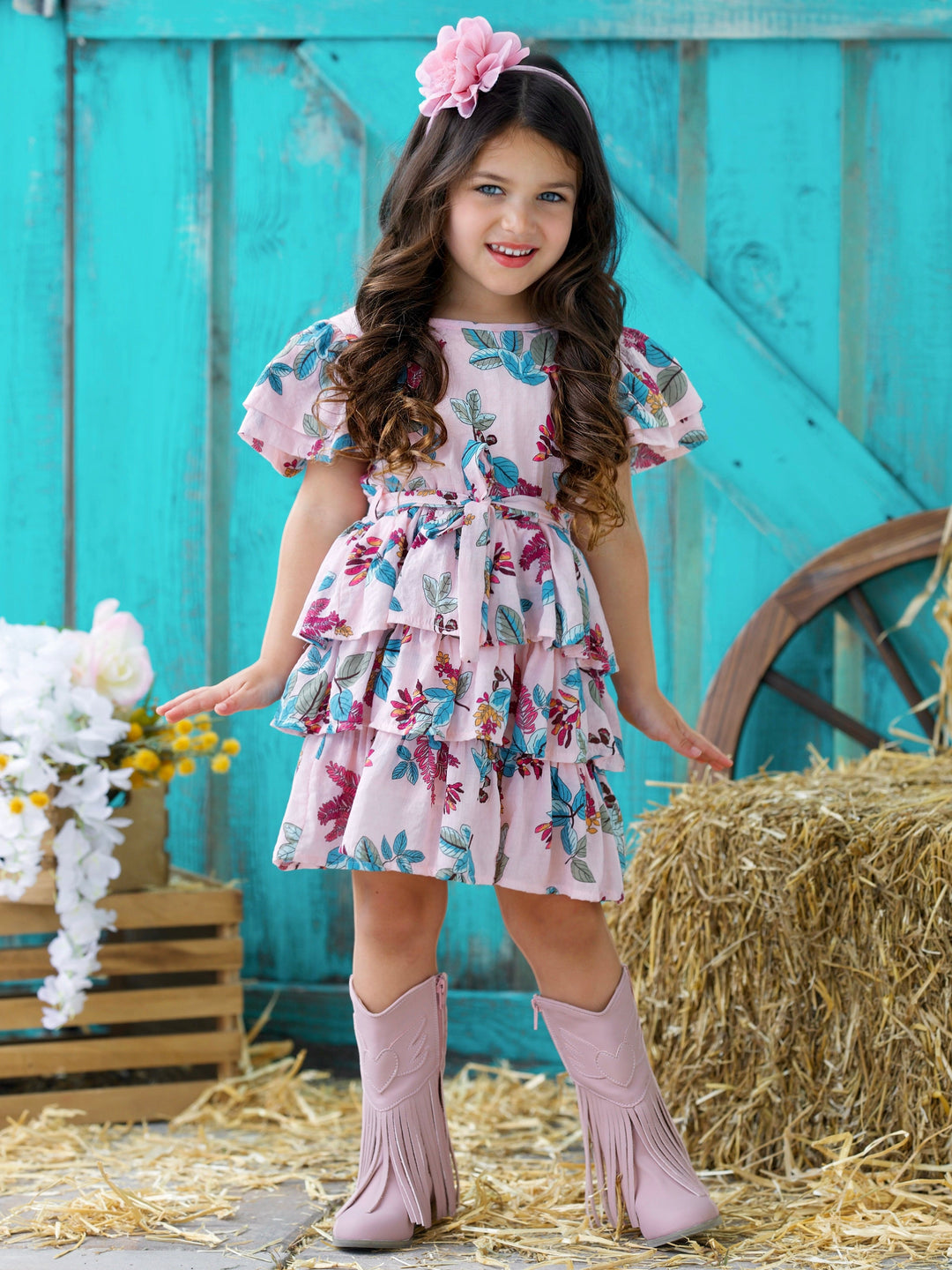 Mia Belle Girls Floral Tiered Ruffle Dress | Girls Spring Dresses