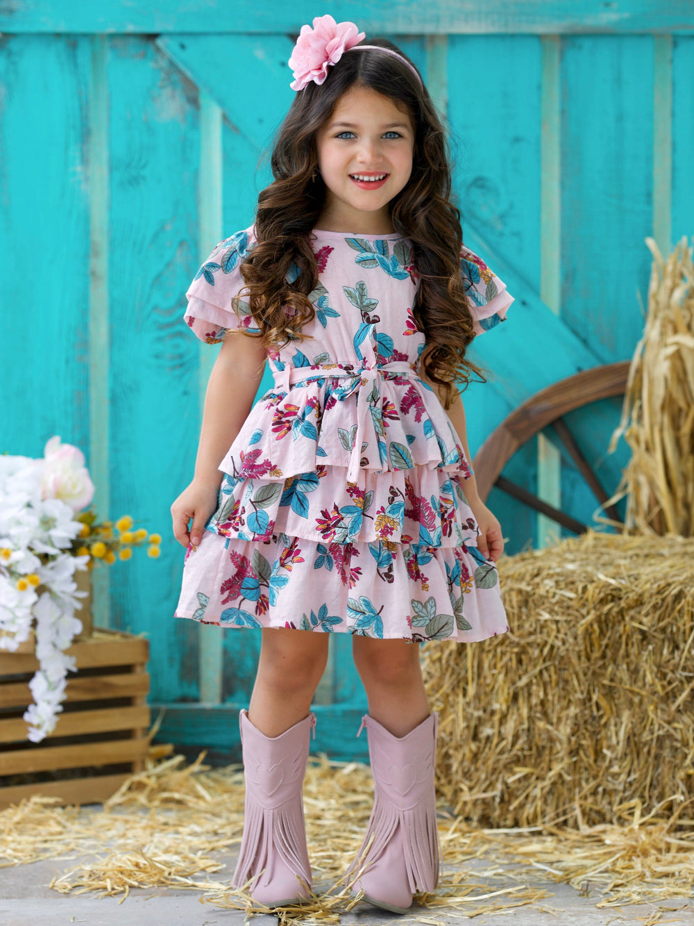 Mia Belle Girls Floral Tiered Ruffle Dress | Girls Spring Dresses