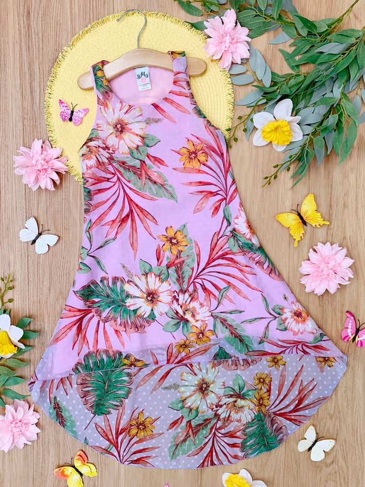 Tropical Botanicals Sleeveless Hi-Lo Dress