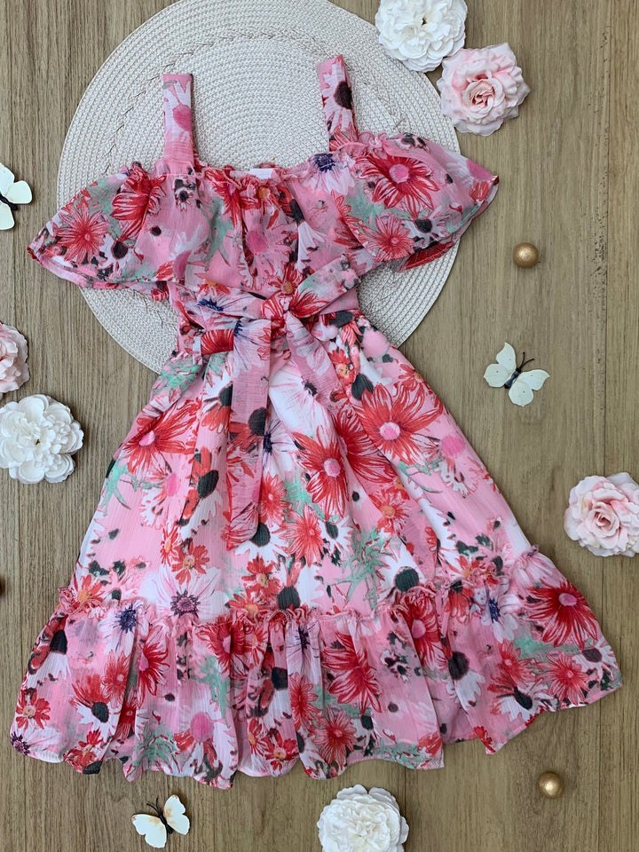 Seaside Petals Ruffle Midi Dress