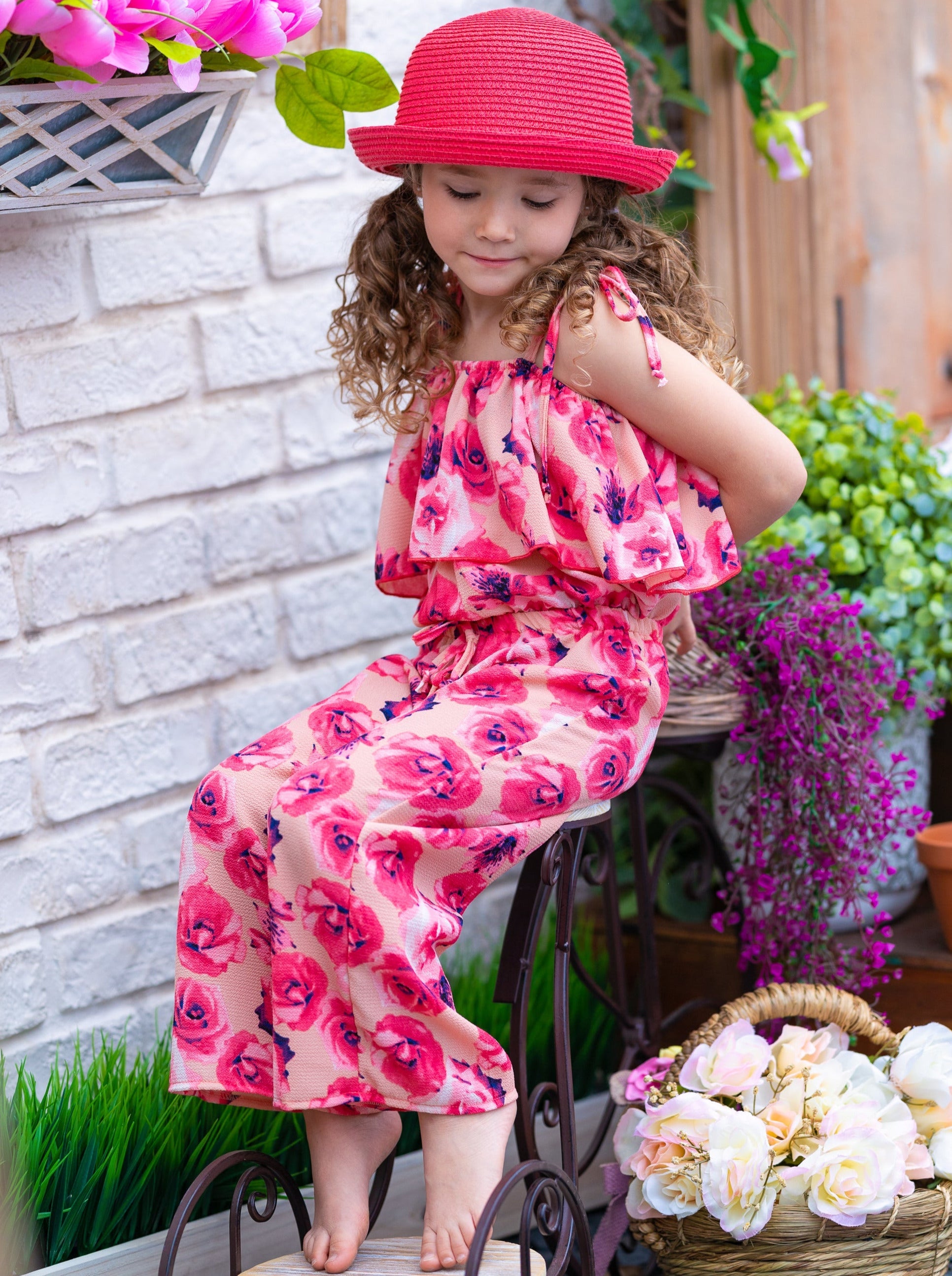 Girls cold shoulder jumpsuit sales