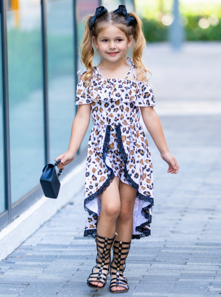 Toddler Spring Outfits | Girls Leopard Print Hi-Lo Skirted Romper