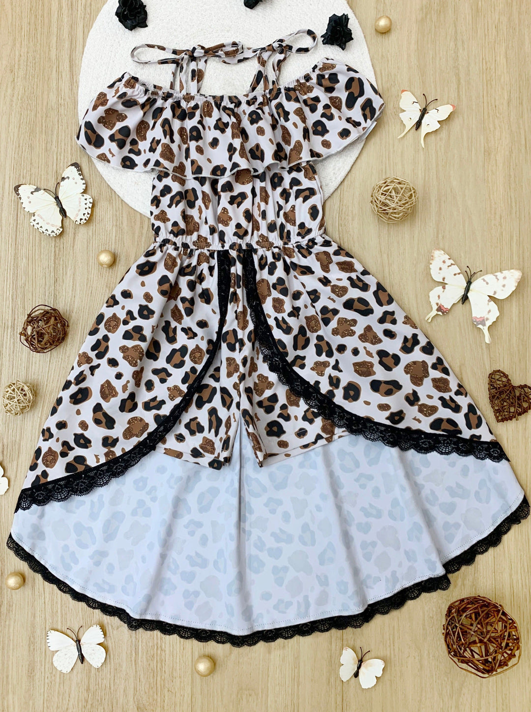 Toddler Spring Outfits | Girls Leopard Print Hi-Lo Skirted Romper