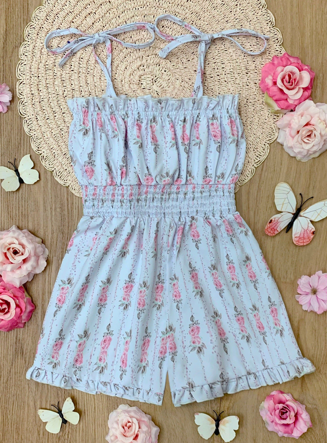 Mia Belle Girls Floral Romper | Girls Spring Outfits