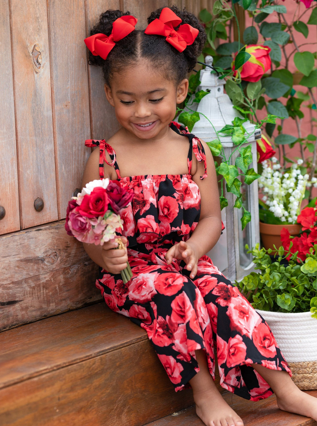 Mia Belle Girls Floral Top & Wide Leg Pants Set | Resort Wear