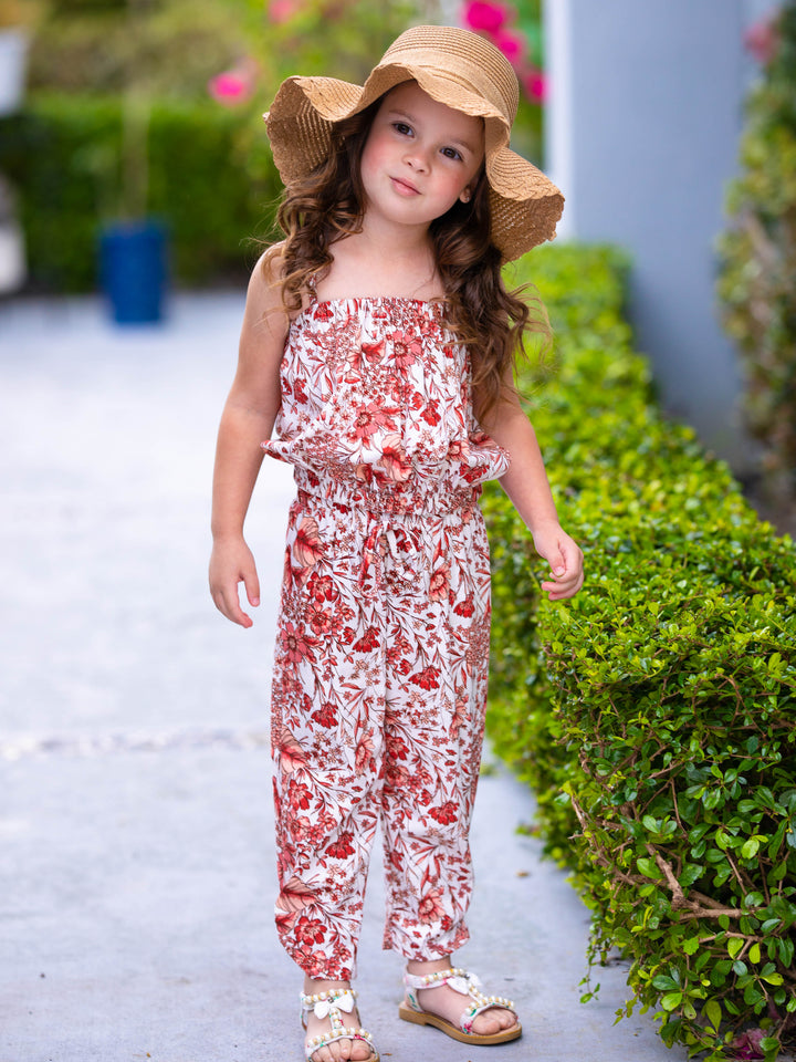 Kids Spring Clothes | Girls Floral Bubble Top & Drawstring Pants