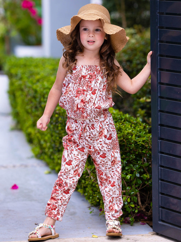 Kids Spring Clothes | Girls Floral Bubble Top & Drawstring Pants