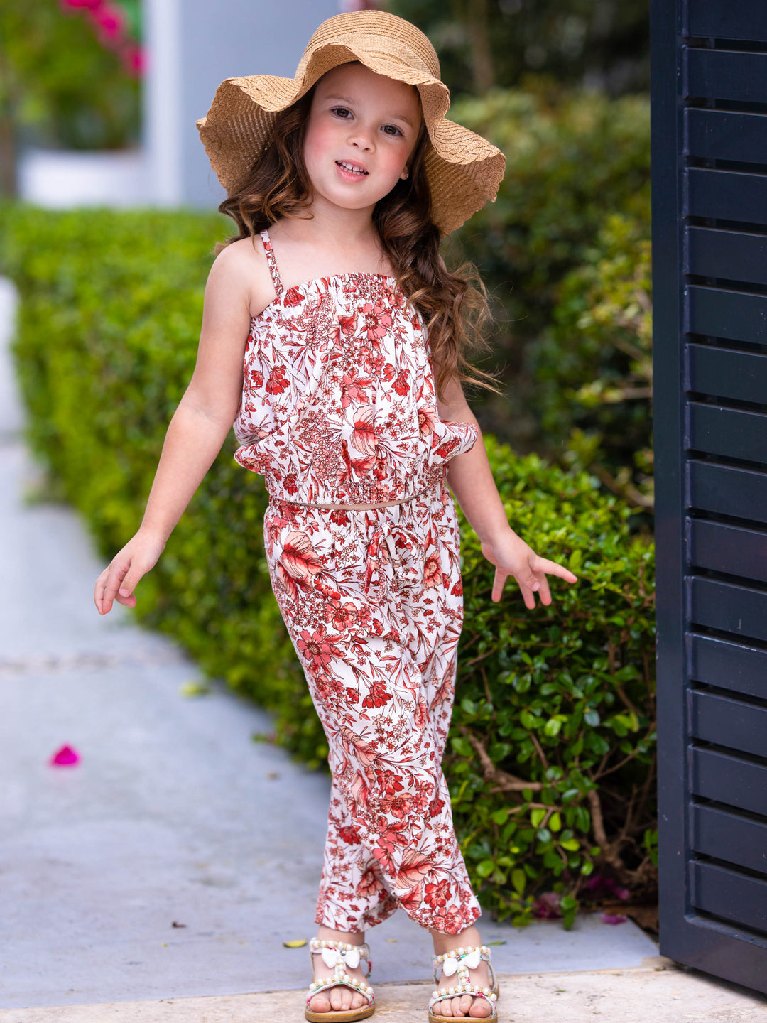 Kids Spring Clothes | Girls Floral Bubble Top & Drawstring Pants