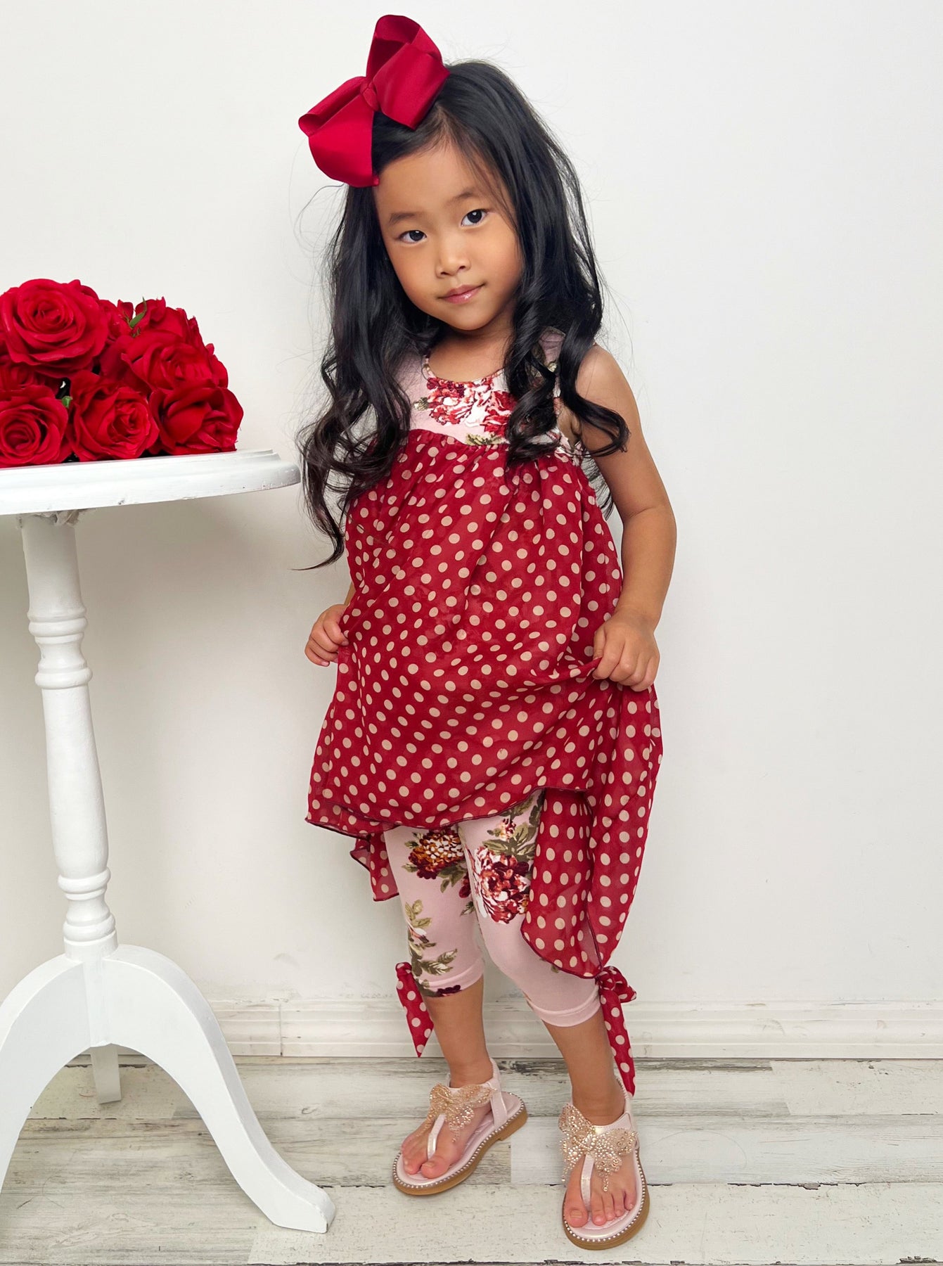 Kids Spring Clothes | Girls Polka Dots Hi Lo Tunic & Bow Legging Set ...