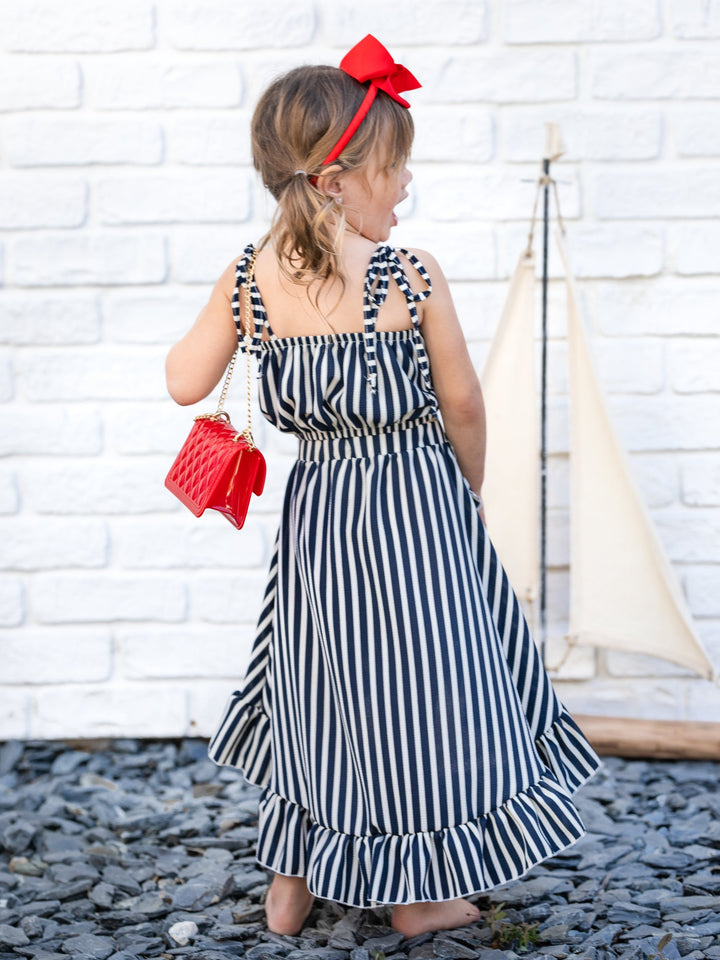 Toddler Spring Clothes | Girls Striped Crop Top & Hi-Lo Wrap Skirt Set