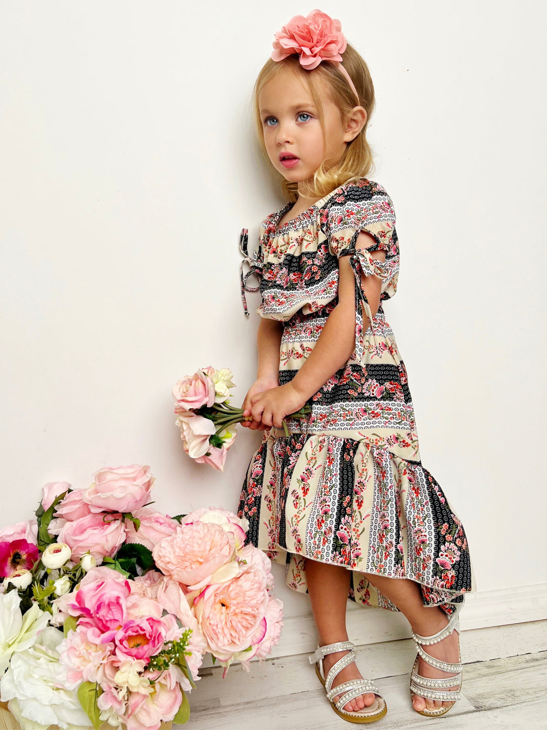 Cute Spring Outfits | Girls Floral Patchwork Top & Hi-Lo Skirt Set