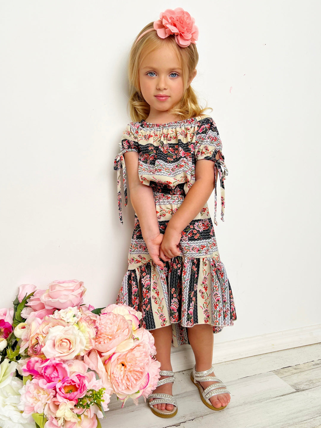 Cute Spring Outfits | Girls Floral Patchwork Top & Hi-Lo Skirt Set