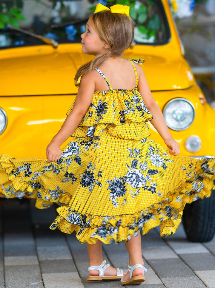 Toddler Spring Outfits | Girls Floral Ruffle Cami Top & Maxi Skirt Set