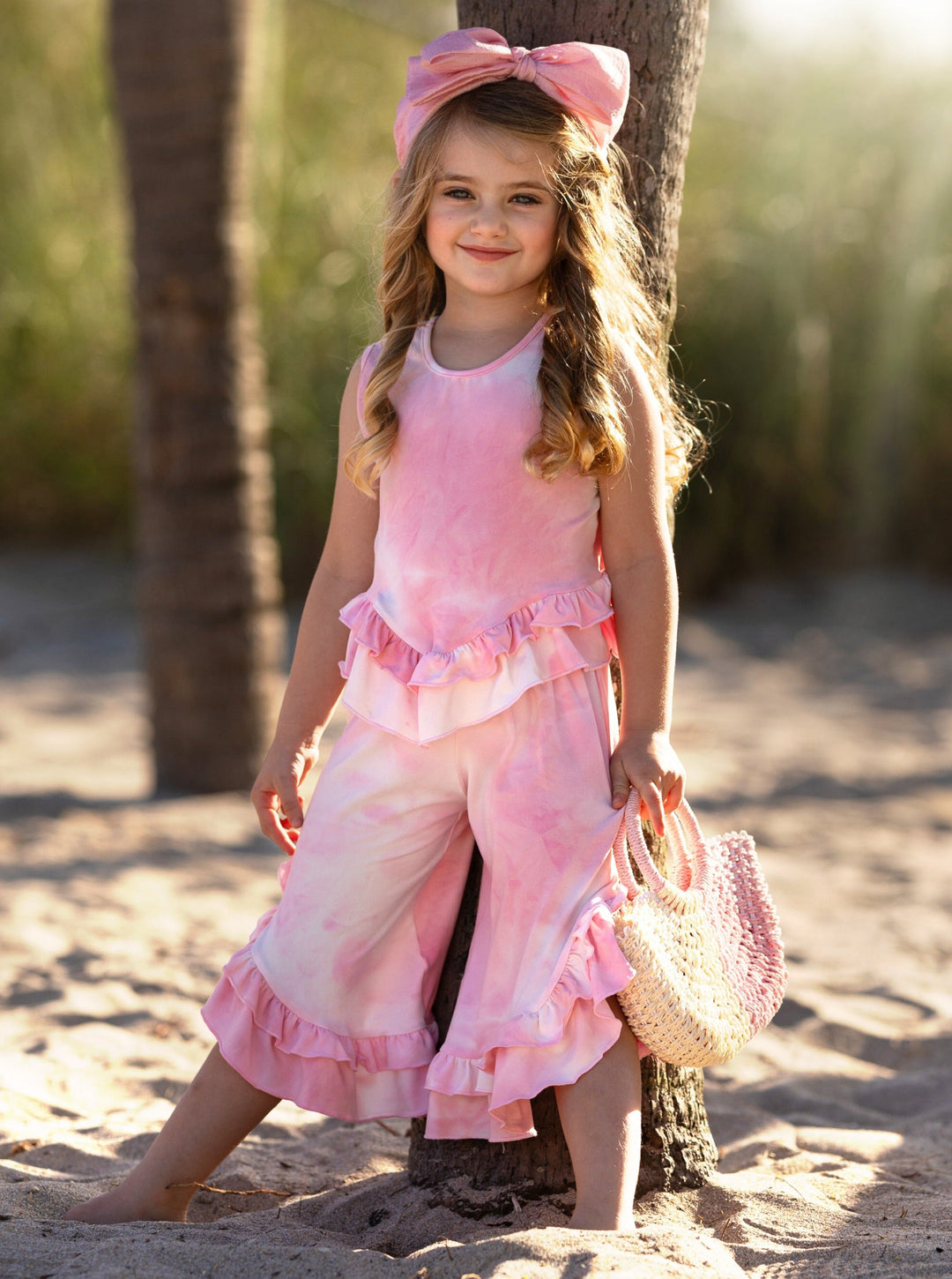 Mia Belle Girls Tie Dye Top & Ruffle Pants Set | Resort Wear