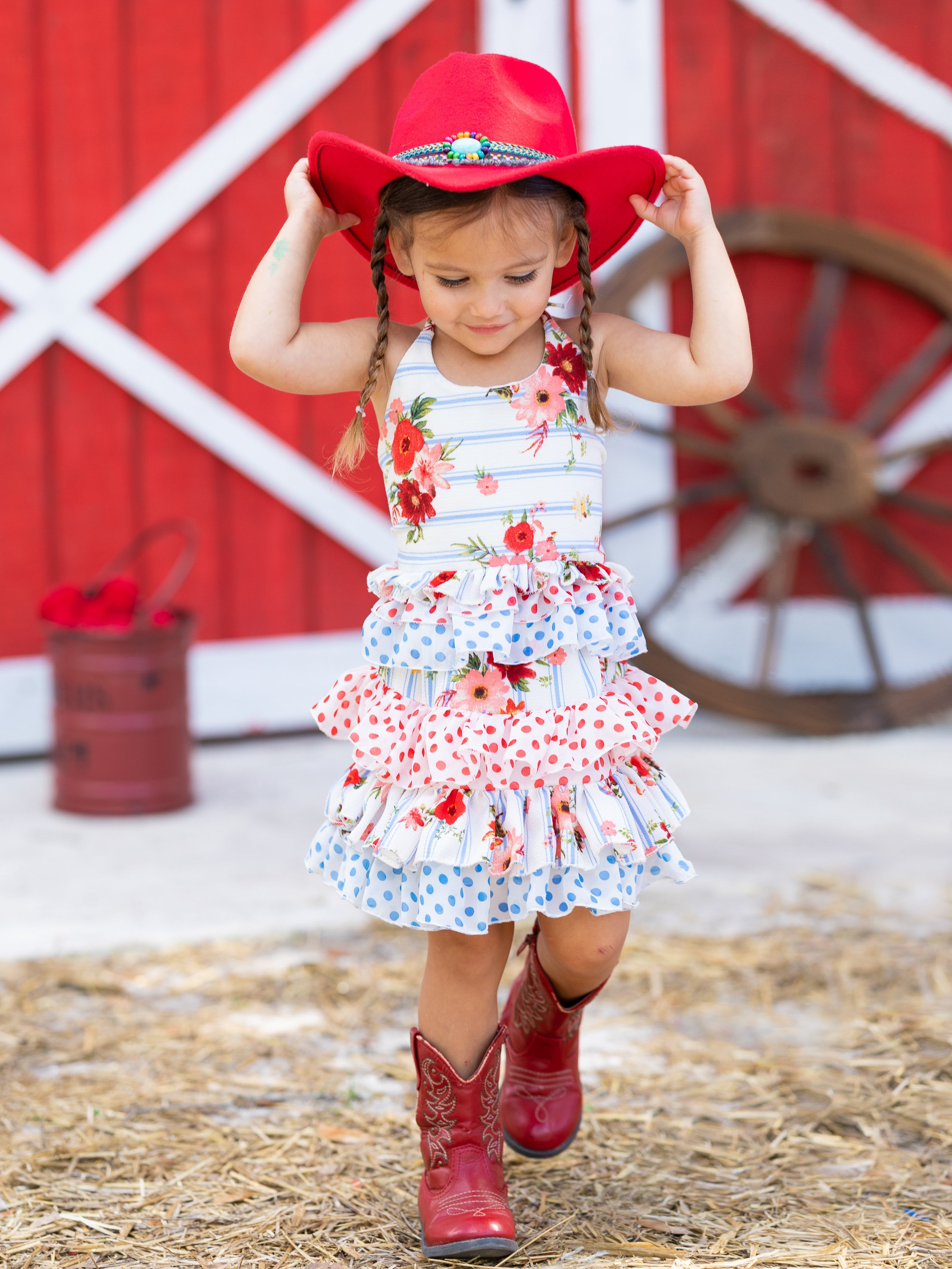 Red halter skirt store polka dot