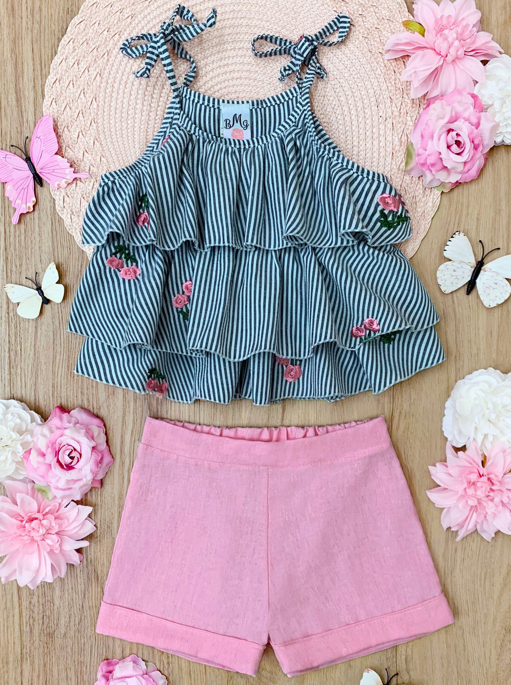 Southern Princess Ruffled Top & Short Set - Mia Belle Girls