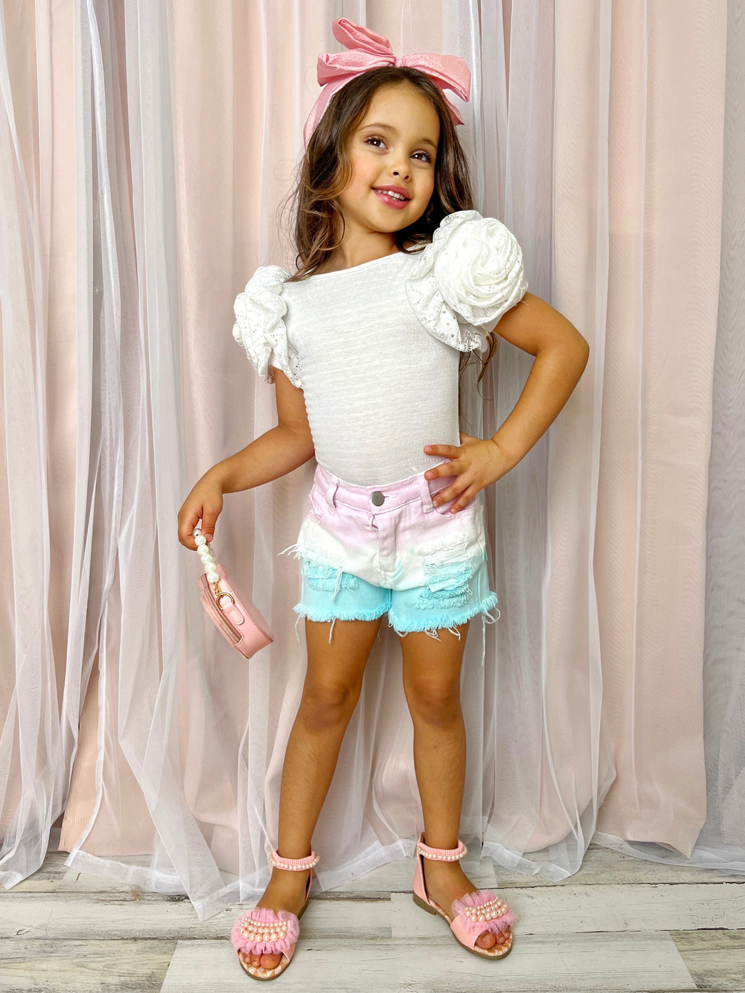 Springtime Special Rosette Top And Shorts Set