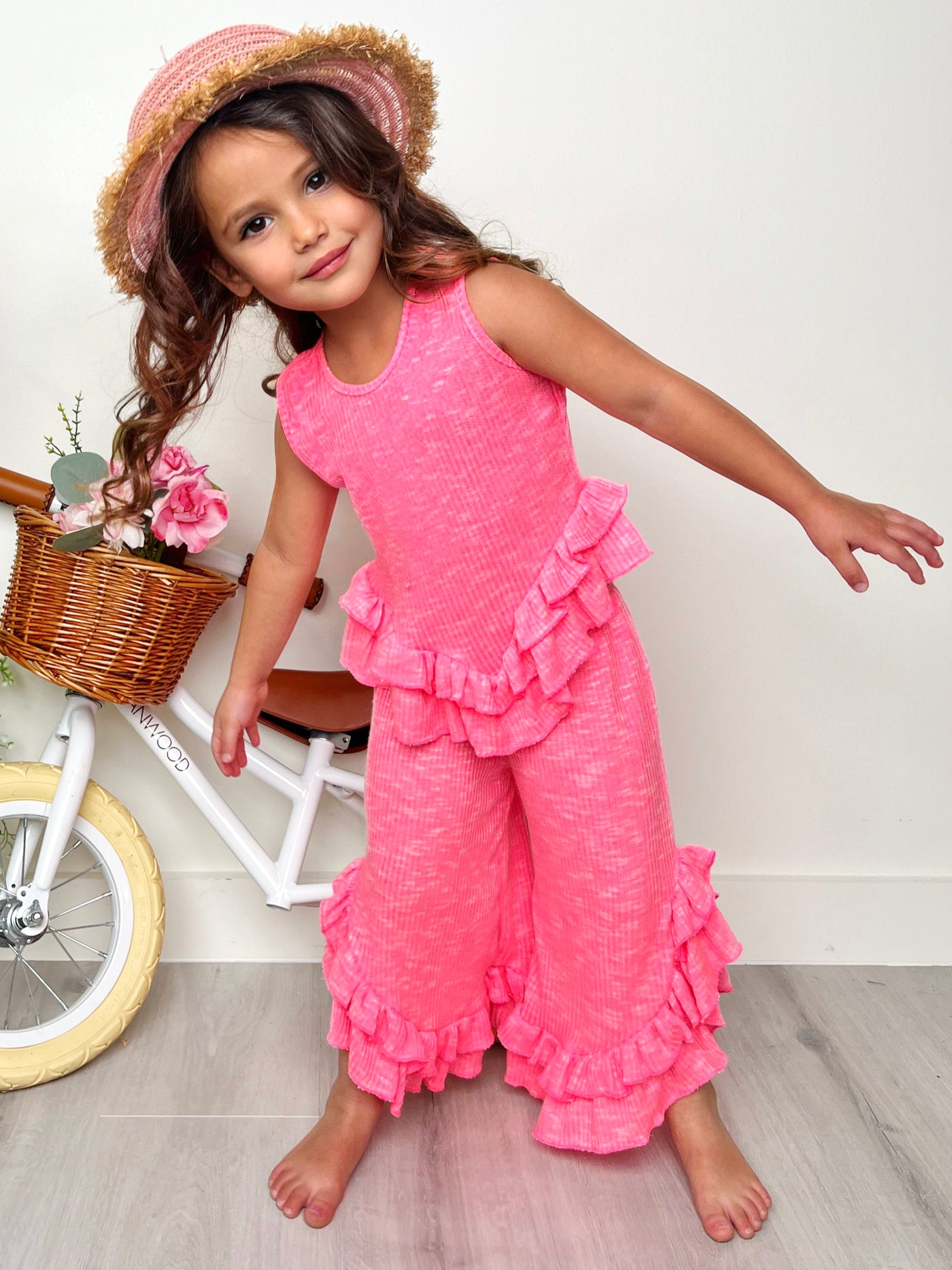 Mia Belle Girls Tie Dye Top & Ruffle Pants Set