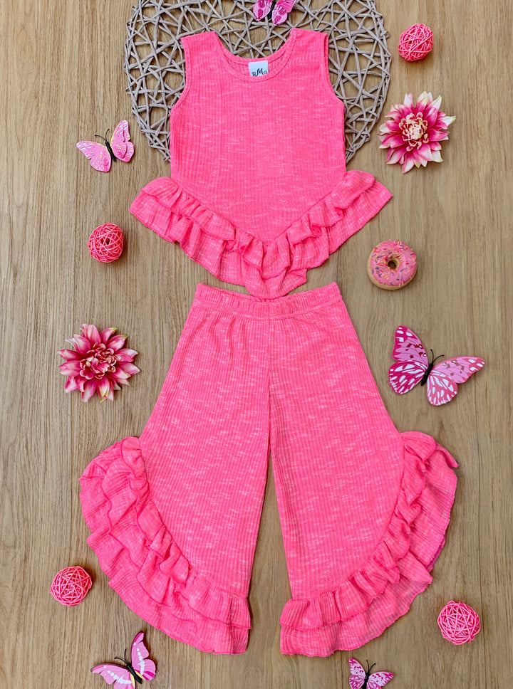 Mia Belle Girls Ruffle Pants Set | Girls Spring Outfits