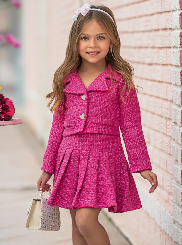 Mia Belle Girls Blazer & Pleated Skirt Set | Girls Elevated Casual