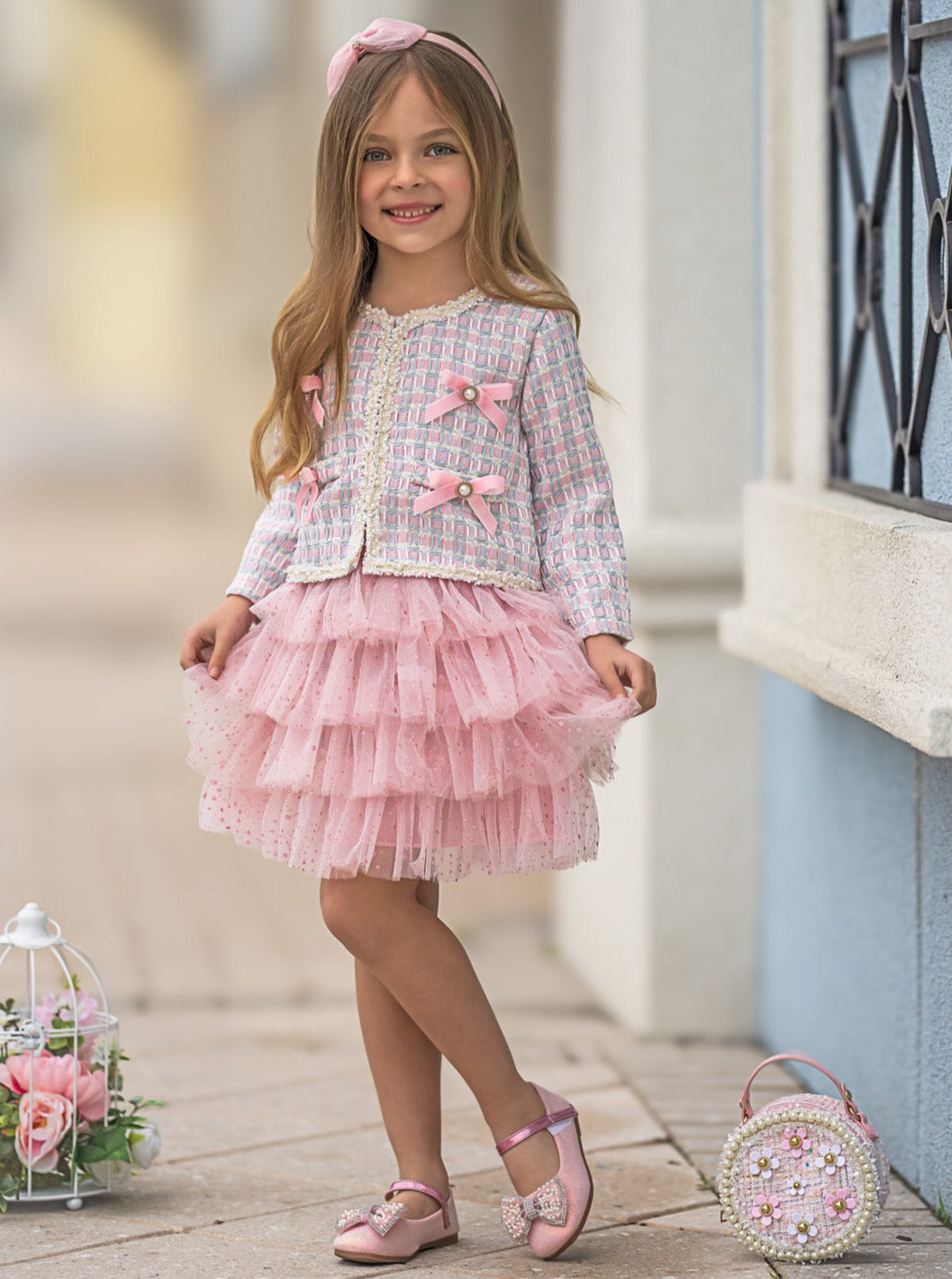 Mia Belle Girls Blazer And Tutu Skirt Set | Girls Preppy Chic Sets