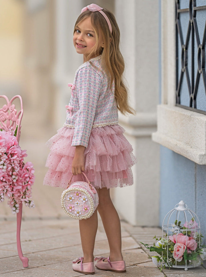 Mia Belle Girls Blazer And Tutu Skirt Set | Girls Preppy Chic Sets