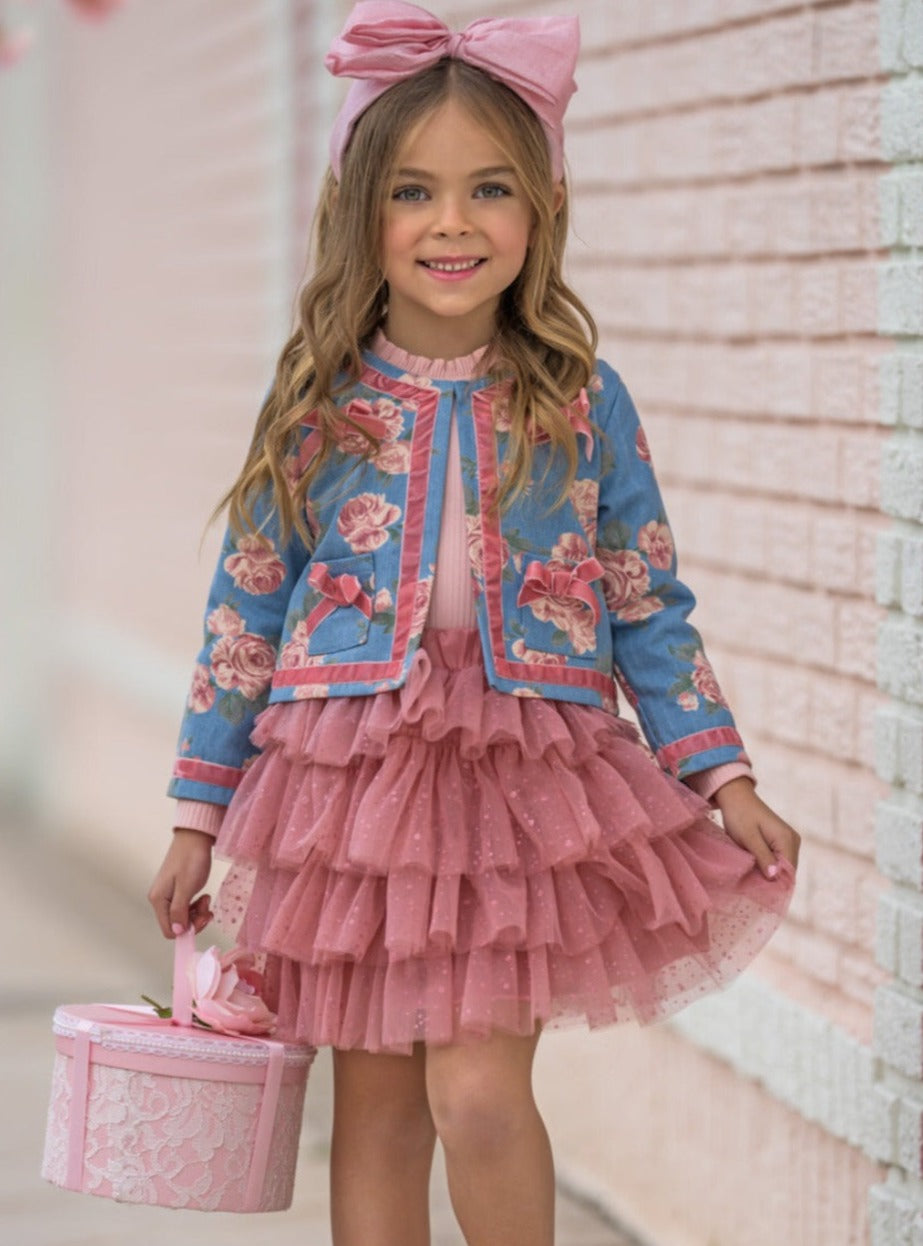 Mia Belle Girls Blazer And Tutu Skirt Set | Girls Preppy Chic Sets