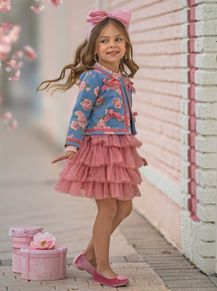 Mia Belle Girls Blazer And Tutu Skirt Set | Girls Preppy Chic Sets