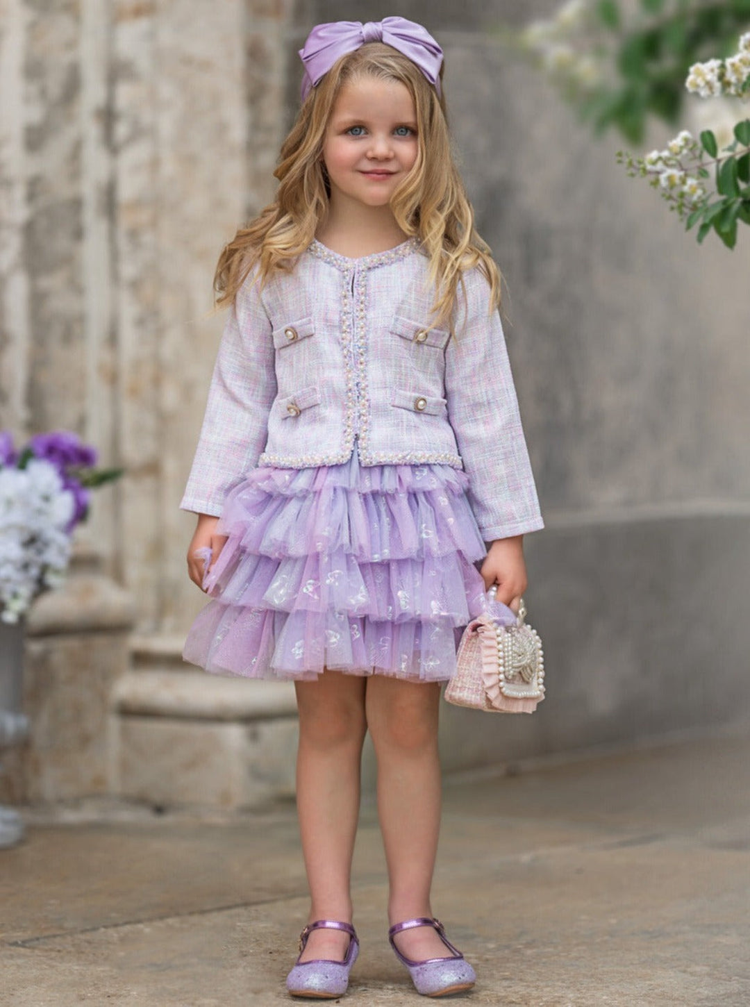 Mia Belle Girls Blazer And Tutu Skirt Set | Girls Preppy Chic Sets