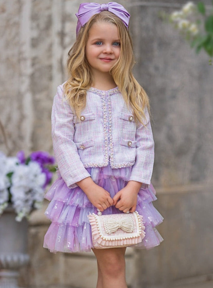 Mia Belle Girls Blazer And Tutu Skirt Set | Girls Preppy Chic Sets