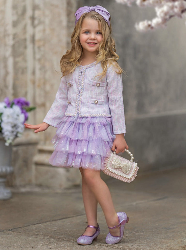 Mia Belle Girls Blazer And Tutu Skirt Set | Girls Preppy Chic Sets